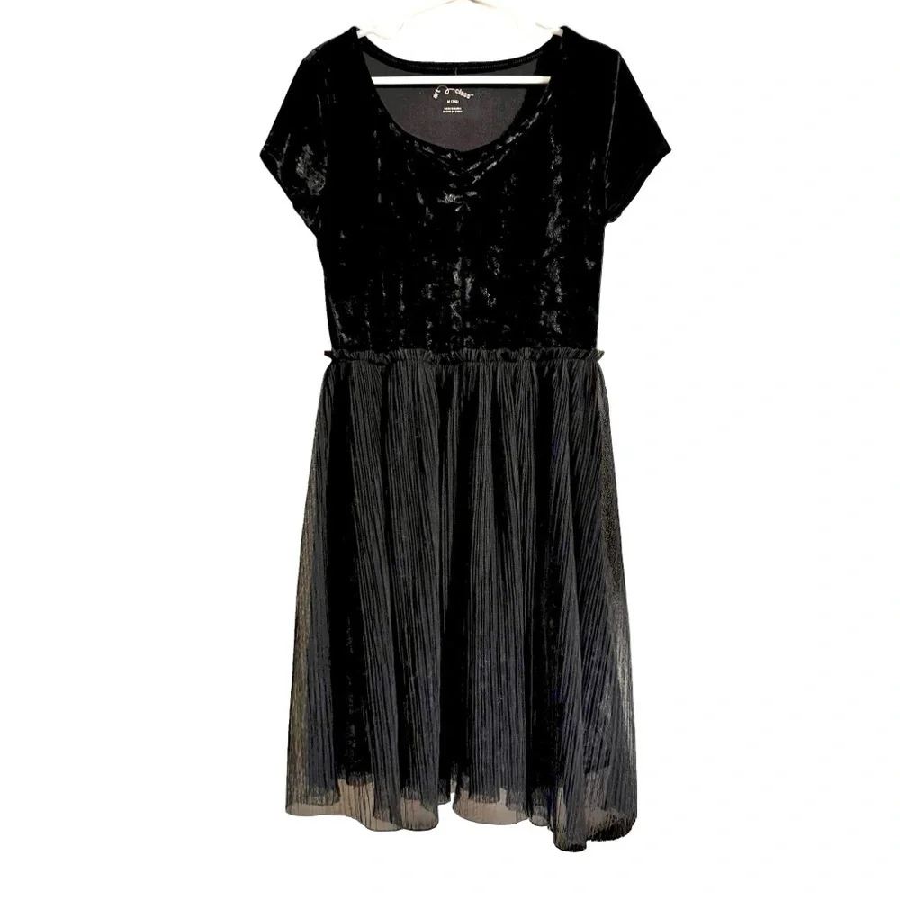 Art Class Black Holiday Dress Velour Top Tutu Skirt Short Sleeve Girls M 7/8